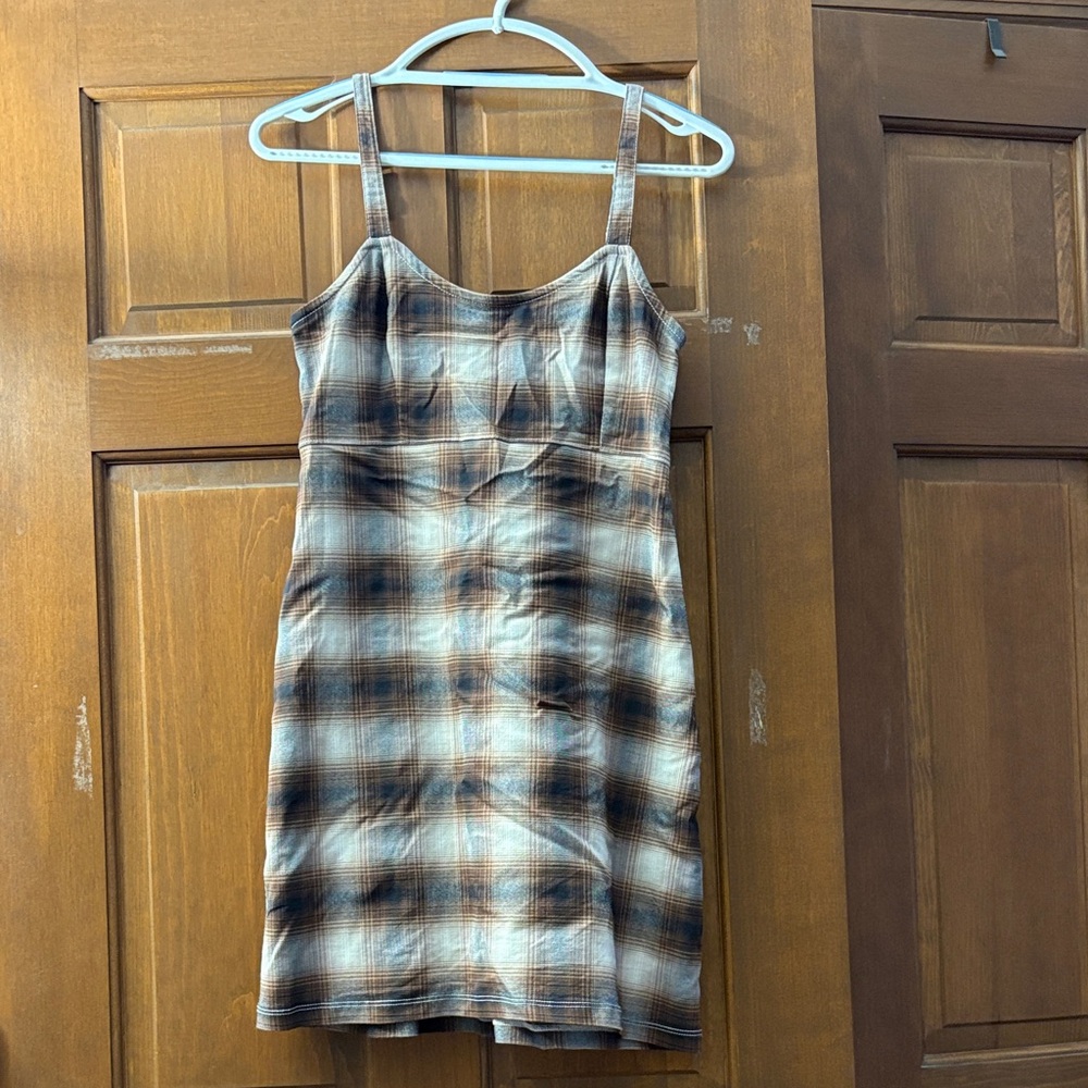 Hollister Brown Plaid Mini Dress
